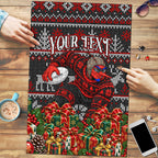 Personalized Bombers Football Christmas Puzzle Australian Football Mascot - Ugly Xmas Pattern Festive