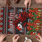 Personalized Bombers Football Christmas Puzzle Australian Football Mascot - Ugly Xmas Pattern Festive