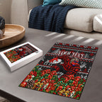 Personalized Bombers Football Christmas Puzzle Australian Football Mascot - Ugly Xmas Pattern Festive