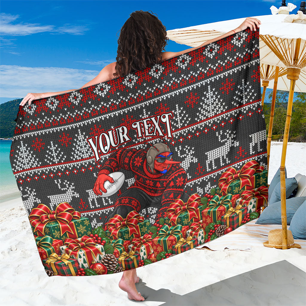 Personalized Bombers Football Christmas Sarong Australian Football Mascot - Ugly Xmas Pattern Festive
