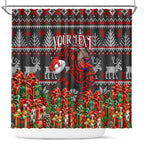 Personalized Bombers Football Christmas Shower Curtain Australian Football Mascot - Ugly Xmas Pattern Festive