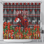 Personalized Bombers Football Christmas Shower Curtain Australian Football Mascot - Ugly Xmas Pattern Festive