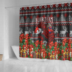 Personalized Bombers Football Christmas Shower Curtain Australian Football Mascot - Ugly Xmas Pattern Festive