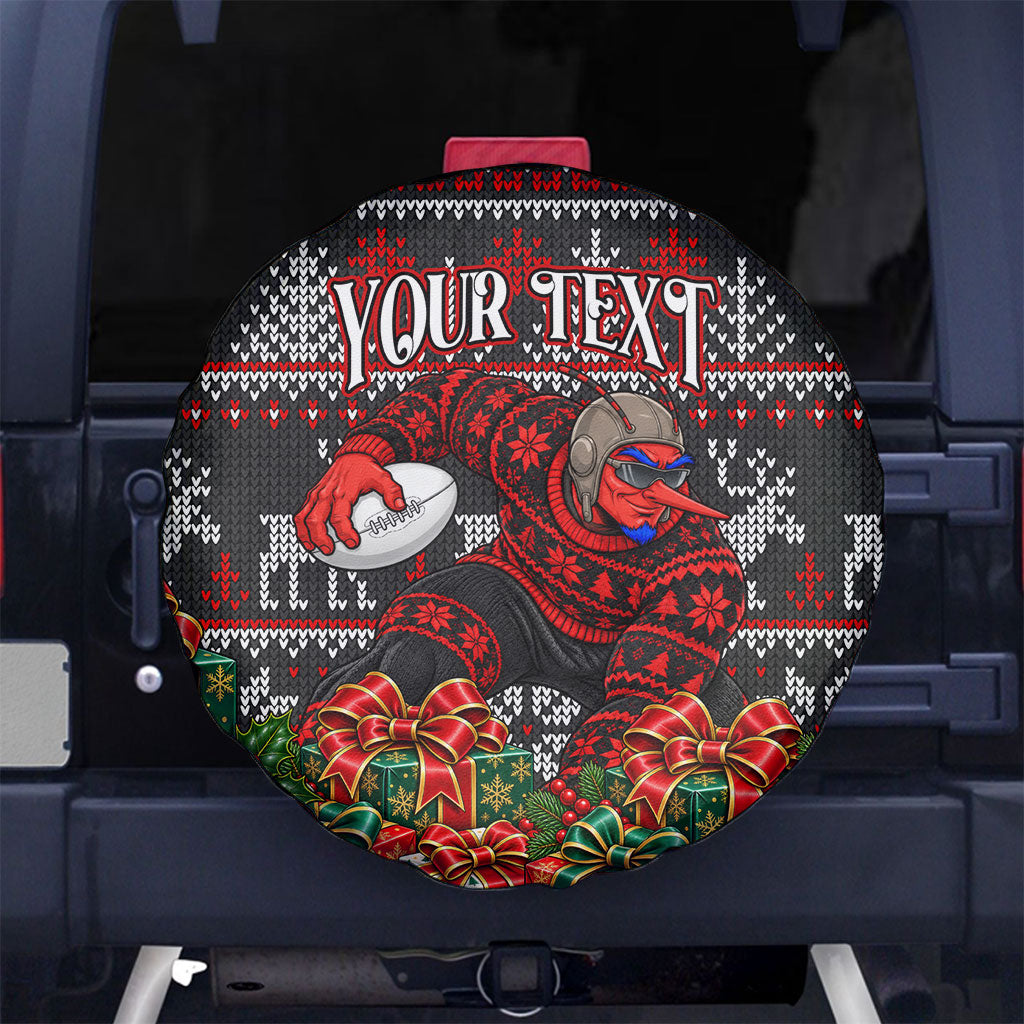 Personalized Bombers Football Christmas Spare Tire Cover Australian Football Mascot - Ugly Xmas Pattern Festive