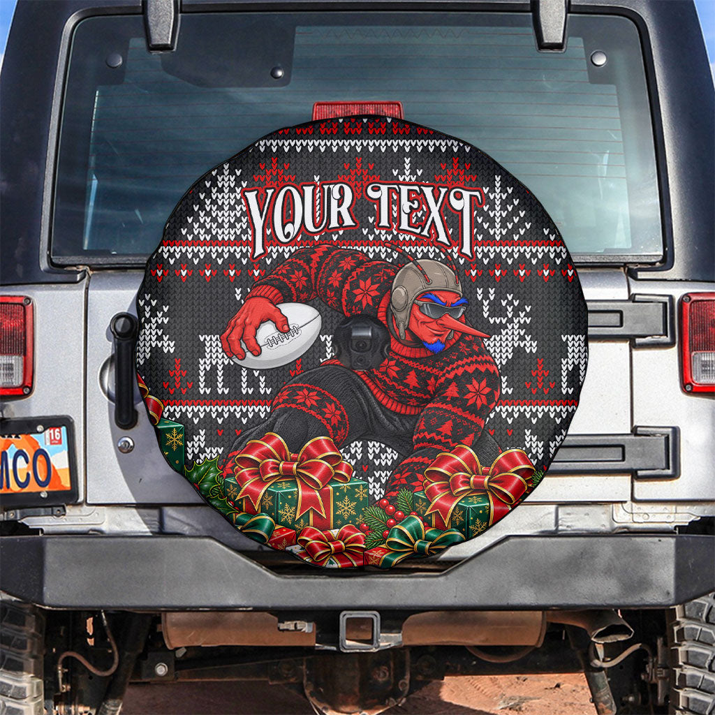 Personalized Bombers Football Christmas Spare Tire Cover Australian Football Mascot - Ugly Xmas Pattern Festive