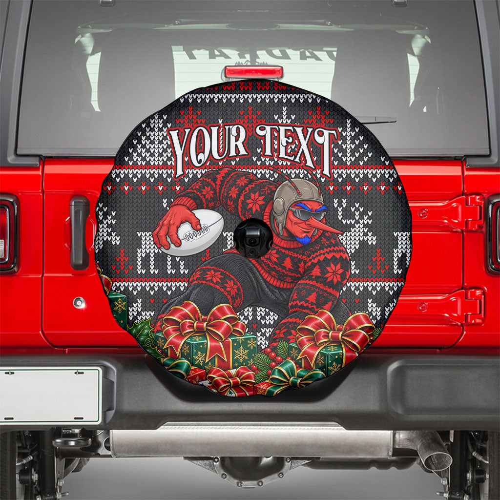 Personalized Bombers Football Christmas Spare Tire Cover Australian Football Mascot - Ugly Xmas Pattern Festive