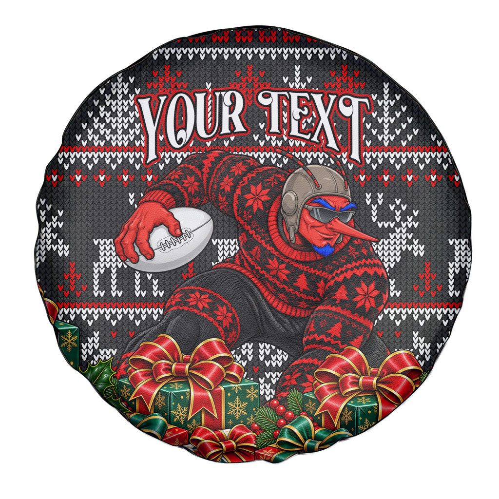 Personalized Bombers Football Christmas Spare Tire Cover Australian Football Mascot - Ugly Xmas Pattern Festive