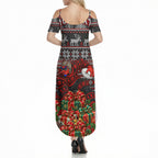 Personalized Bombers Football Christmas Summer Maxi Dress Australian Football Mascot - Ugly Xmas Pattern Festive