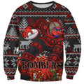 Personalized Bombers Football Christmas Sweatshirt Australian Football Mascot - Ugly Xmas Pattern Festive