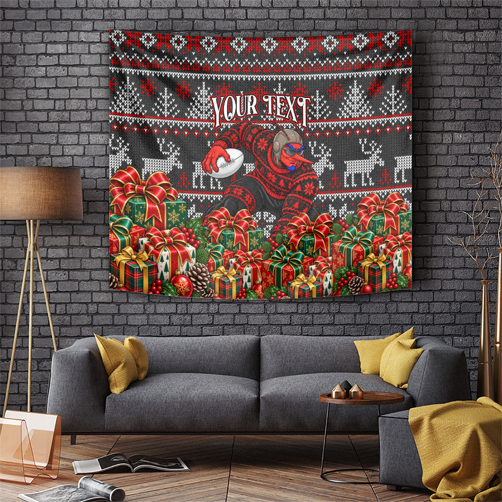 Personalized Bombers Football Christmas Tapestry Australian Football Mascot - Ugly Xmas Pattern Festive