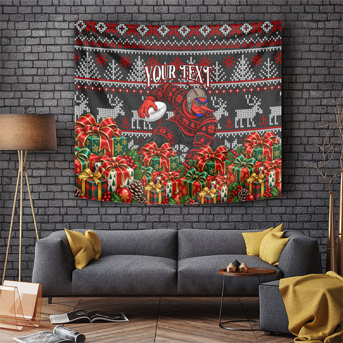 Personalized Bombers Football Christmas Tapestry Australian Football Mascot - Ugly Xmas Pattern Festive