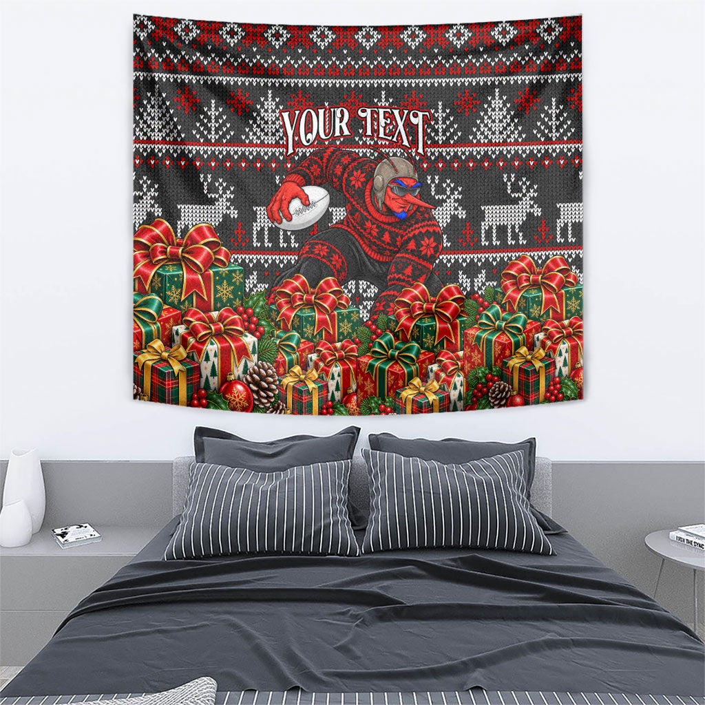 Personalized Bombers Football Christmas Tapestry Australian Football Mascot - Ugly Xmas Pattern Festive