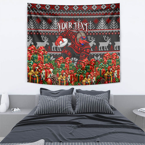 Personalized Bombers Football Christmas Tapestry Australian Football Mascot - Ugly Xmas Pattern Festive