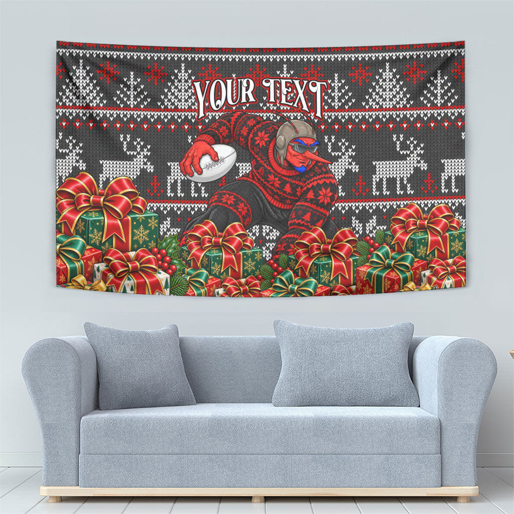 Personalized Bombers Football Christmas Tapestry Australian Football Mascot - Ugly Xmas Pattern Festive