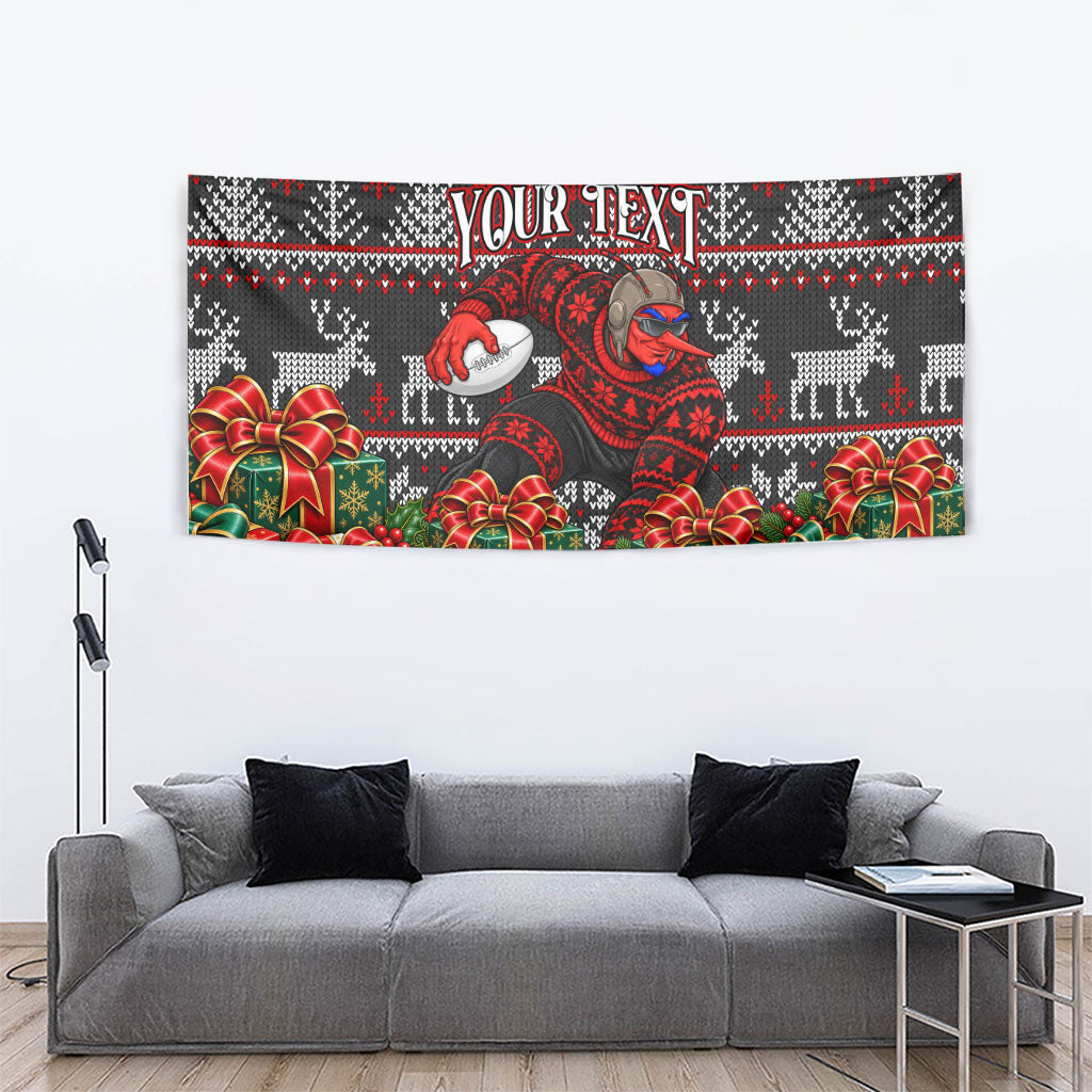 Personalized Bombers Football Christmas Tapestry Australian Football Mascot - Ugly Xmas Pattern Festive