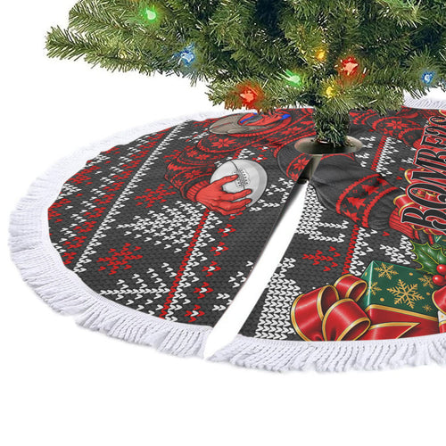 Bombers Football Christmas Tree Skirt Australian Football Mascot - Ugly Xmas Pattern Festive