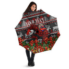 Personalized Bombers Football Christmas Umbrella Australian Football Mascot - Ugly Xmas Pattern Festive