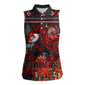 Personalized Bombers Football Christmas Women Sleeveless Polo Shirt Australian Football Mascot - Ugly Xmas Pattern Festive
