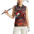 Personalized Bombers Football Christmas Women Sleeveless Polo Shirt Australian Football Mascot - Ugly Xmas Pattern Festive