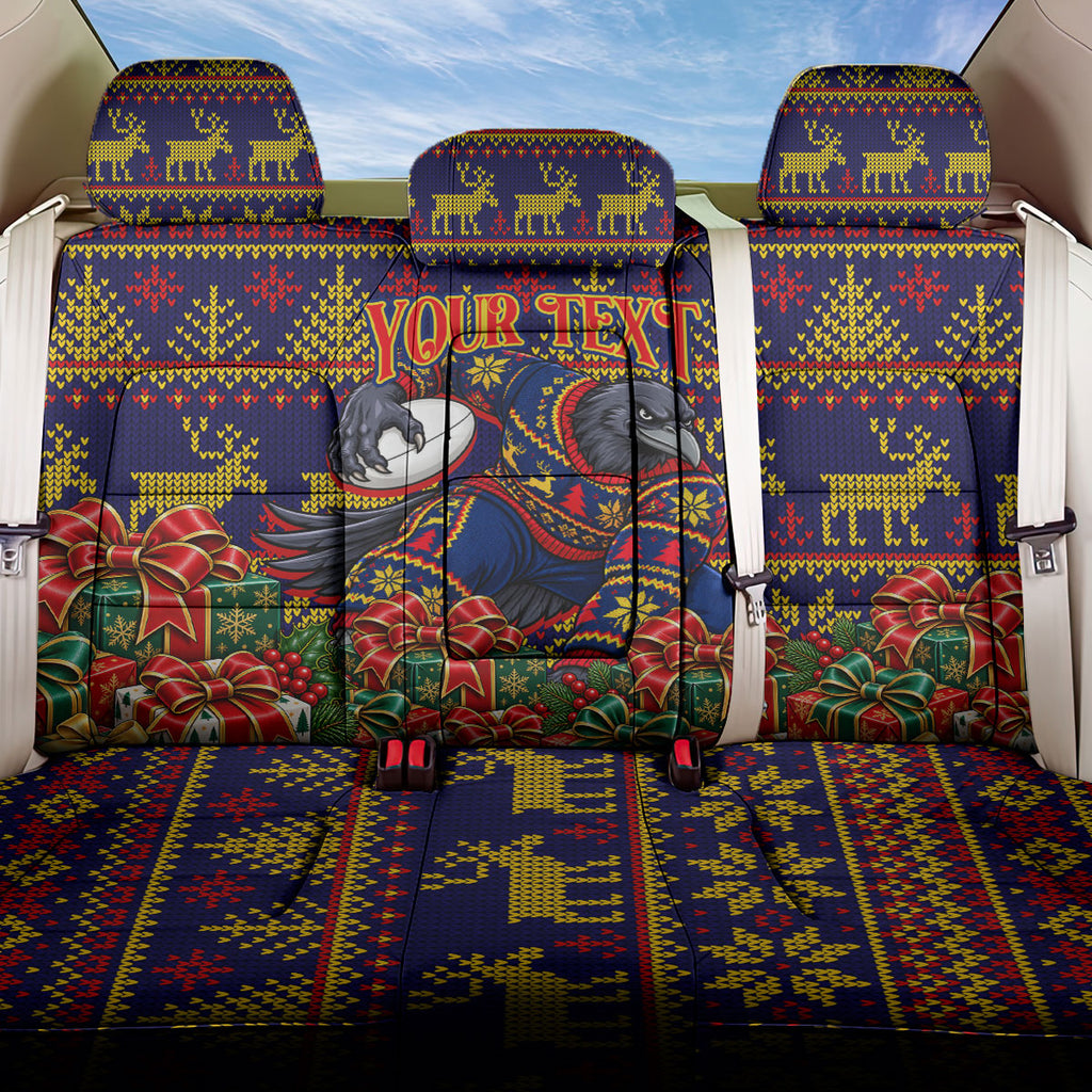 Personalized Adelaide Football Christmas Back Car Seat Cover Australian Football Mascot - Ugly Xmas Pattern Festive