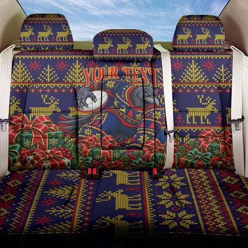 Personalized Adelaide Football Christmas Back Car Seat Cover Australian Football Mascot - Ugly Xmas Pattern Festive