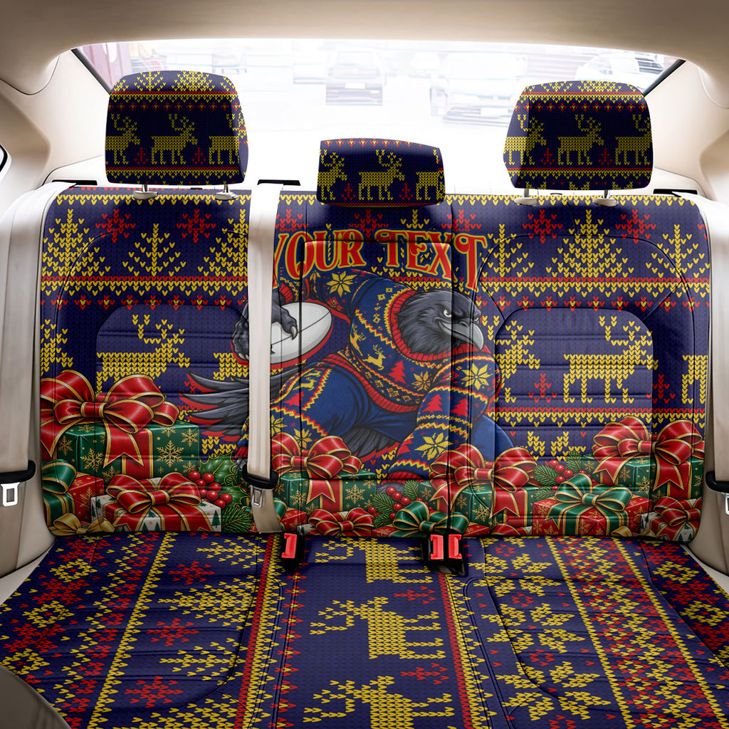 Personalized Adelaide Football Christmas Back Car Seat Cover Australian Football Mascot - Ugly Xmas Pattern Festive