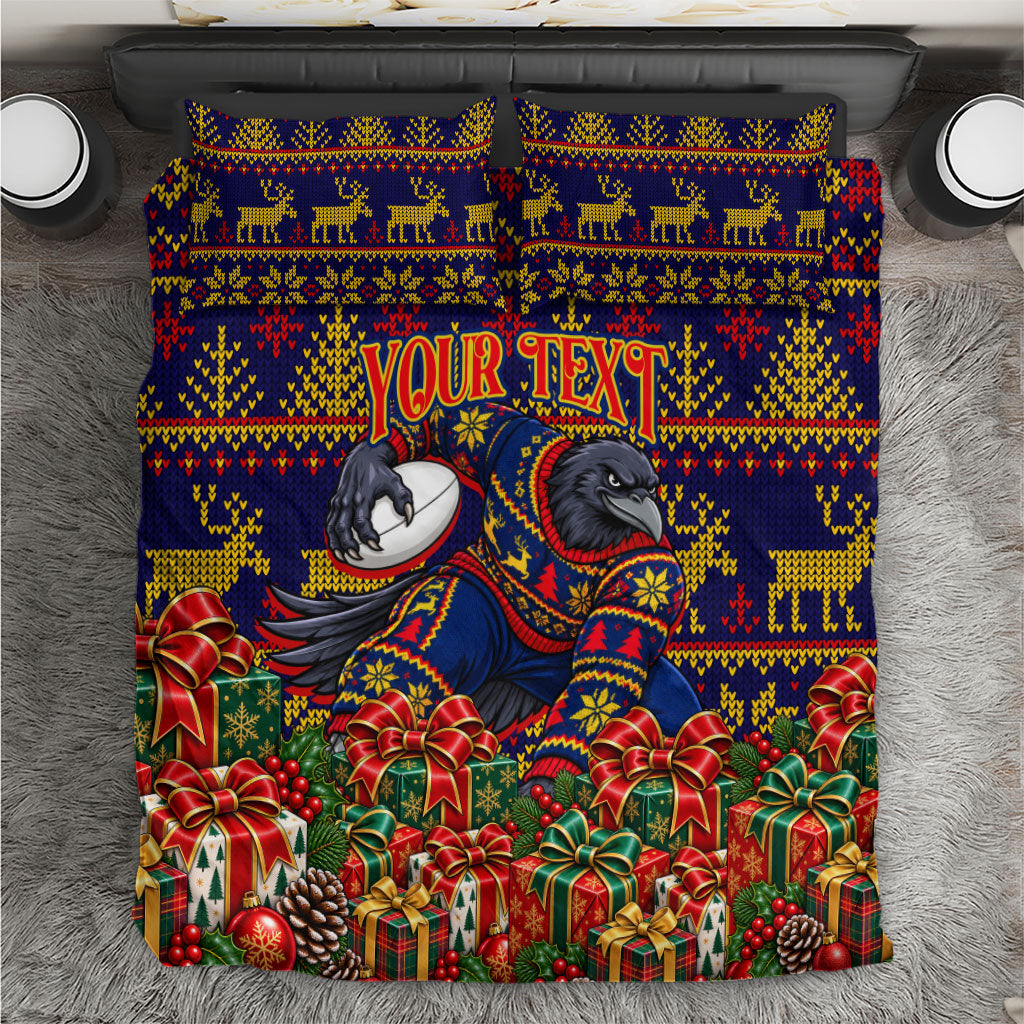 Personalized Adelaide Football Christmas Bedding Set Australian Football Mascot - Ugly Xmas Pattern Festive