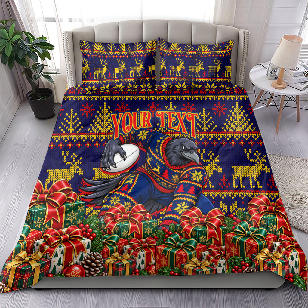 Personalized Adelaide Football Christmas Bedding Set Australian Football Mascot - Ugly Xmas Pattern Festive