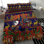 Personalized Adelaide Football Christmas Bedding Set Australian Football Mascot - Ugly Xmas Pattern Festive