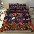 Personalized Adelaide Football Christmas Bedding Set Australian Football Mascot - Ugly Xmas Pattern Festive