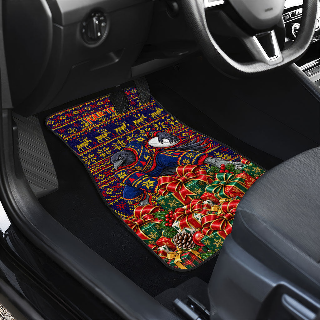 Personalized Adelaide Football Christmas Car Mats Australian Football Mascot - Ugly Xmas Pattern Festive