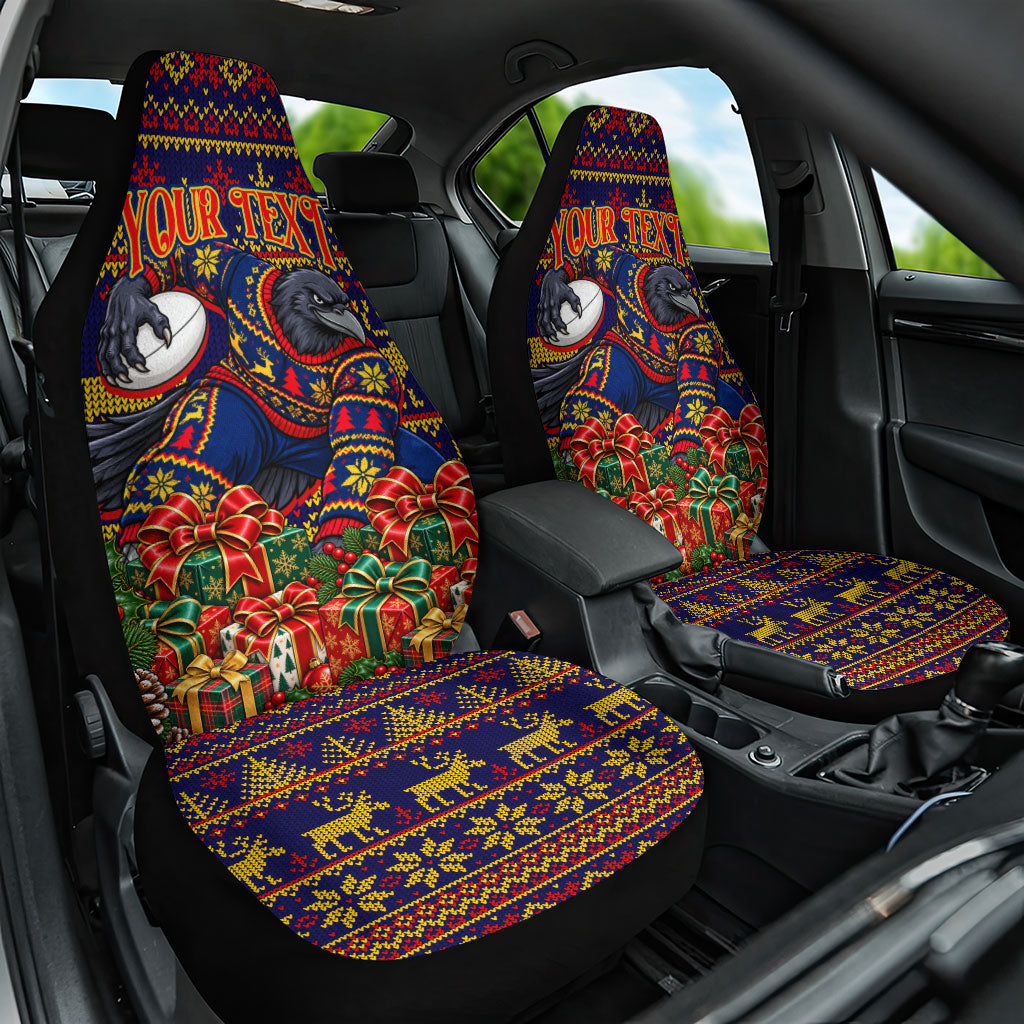 Personalized Adelaide Football Christmas Car Seat Cover Australian Football Mascot - Ugly Xmas Pattern Festive