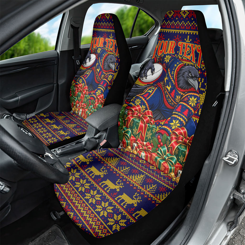 Personalized Adelaide Football Christmas Car Seat Cover Australian Football Mascot - Ugly Xmas Pattern Festive