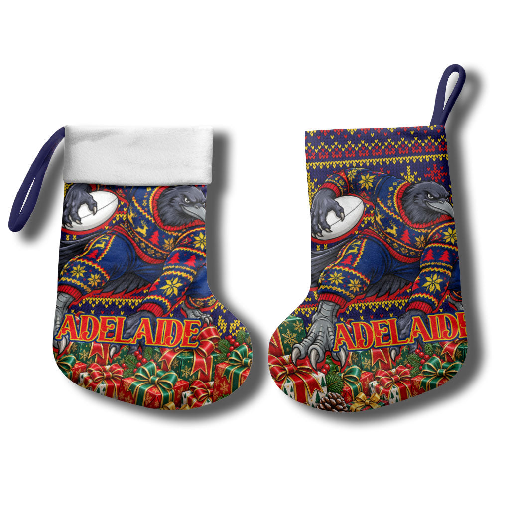 Adelaide Football Christmas Stocking Australian Football Mascot - Ugly Xmas Pattern Festive