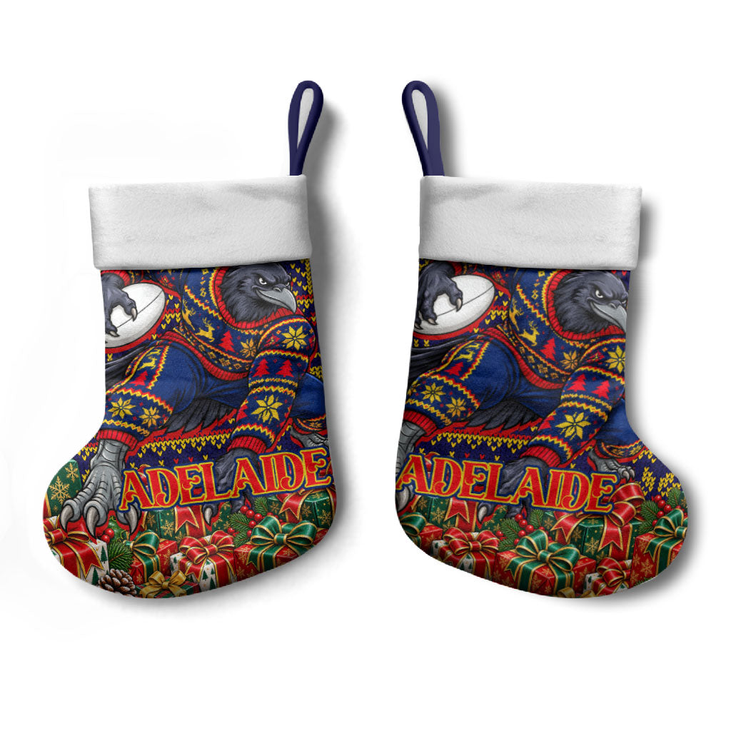 Adelaide Football Christmas Stocking Australian Football Mascot - Ugly Xmas Pattern Festive