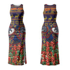 Personalized Adelaide Football Christmas Couples Matching Tank Maxi Dress and Hawaiian Shirt Australian Football Mascot - Ugly Xmas Pattern Festive