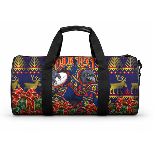 Personalized Adelaide Football Christmas Duffle Bag Australian Football Mascot - Ugly Xmas Pattern Festive