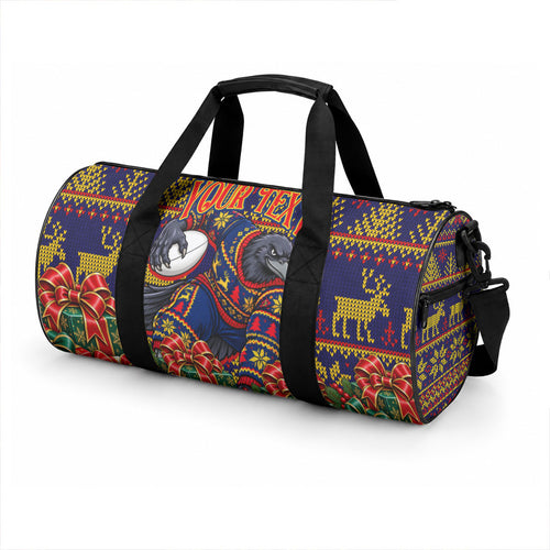 Personalized Adelaide Football Christmas Duffle Bag Australian Football Mascot - Ugly Xmas Pattern Festive