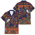 Personalized Adelaide Football Christmas Family Matching Off Shoulder Short Dress and Hawaiian Shirt Australian Football Mascot - Ugly Xmas Pattern Festive
