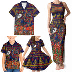 Personalized Adelaide Football Christmas Family Matching Tank Maxi Dress and Hawaiian Shirt Australian Football Mascot - Ugly Xmas Pattern Festive