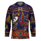 Personalized Adelaide Football Christmas Hockey Jersey Australian Football Mascot - Ugly Xmas Pattern Festive