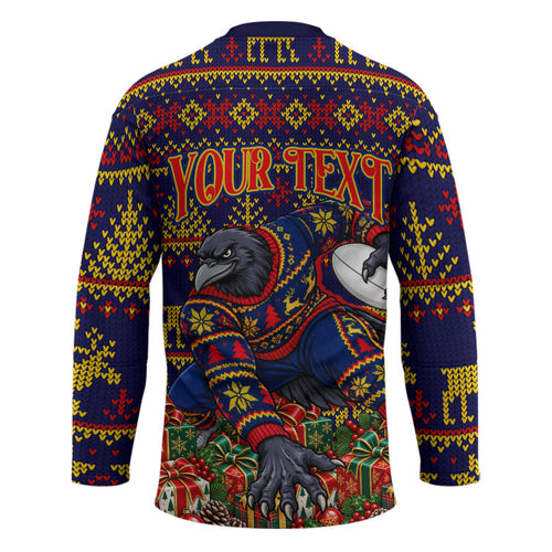 Personalized Adelaide Football Christmas Hockey Jersey Australian Football Mascot - Ugly Xmas Pattern Festive
