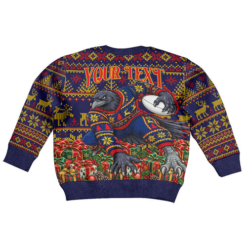 Personalized Adelaide Football Christmas Kid Ugly Christmas Sweater Australian Football Mascot - Ugly Xmas Pattern Festive
