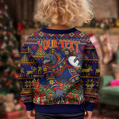 Personalized Adelaide Football Christmas Kid Ugly Christmas Sweater Australian Football Mascot - Ugly Xmas Pattern Festive