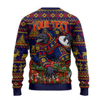 Personalized Adelaide Football Christmas Ugly Christmas Sweater Australian Football Mascot - Ugly Xmas Pattern Festive