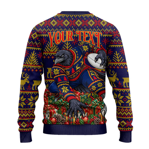 Personalized Adelaide Football Christmas Ugly Christmas Sweater Australian Football Mascot - Ugly Xmas Pattern Festive