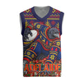 Personalized Adelaide Football Christmas Knitted V-Neck Vest Australian Football Mascot - Ugly Xmas Pattern Festive