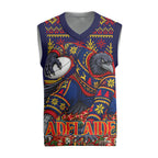 Personalized Adelaide Football Christmas Knitted V-Neck Vest Australian Football Mascot - Ugly Xmas Pattern Festive