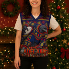 Personalized Adelaide Football Christmas Knitted V-Neck Vest Australian Football Mascot - Ugly Xmas Pattern Festive