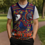 Personalized Adelaide Football Christmas Knitted V-Neck Vest Australian Football Mascot - Ugly Xmas Pattern Festive